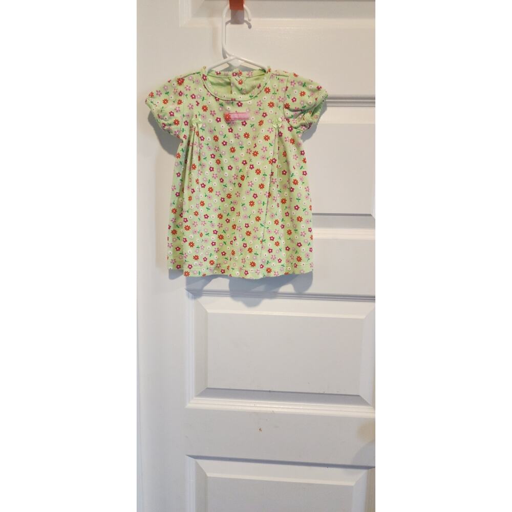 Carter's Baby Girl Green Floral Dress-Style Top - Size 6 Months
